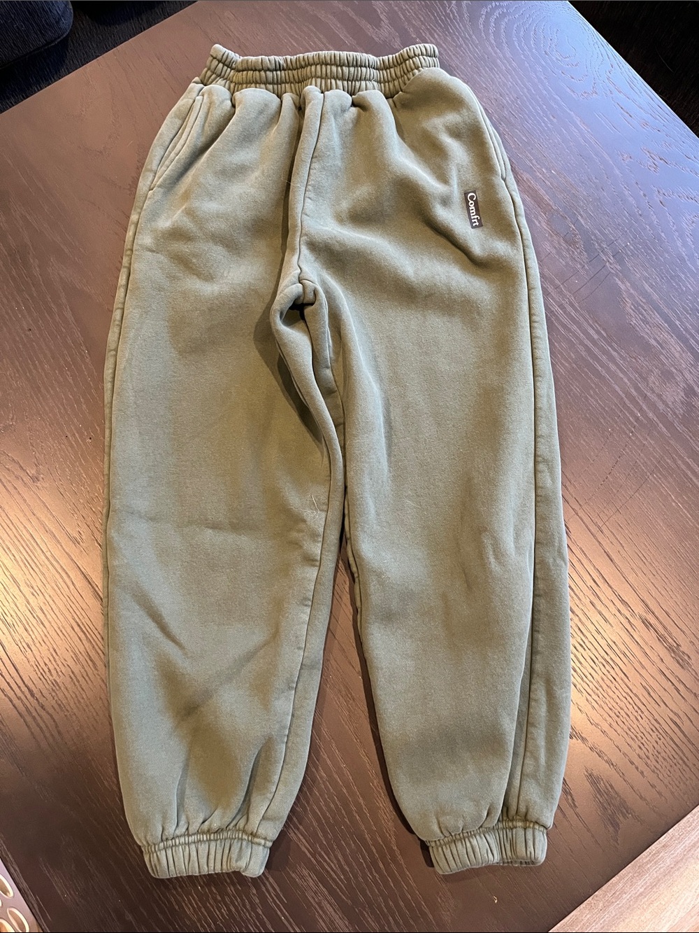 Kids Comfrt Olive Green Jogger Sweatpants with Elastic Cuffs